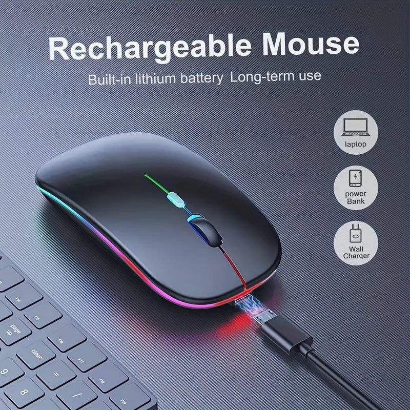 Wowssyo Dual Mode 5.1+2.4g Wireless Gaming Mouse, USB Rechargeable Mouse, Silent Backlight, Ergonomic, For Laptop and iPad