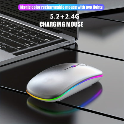 Wowssyo Dual Mode 5.1+2.4g Wireless Gaming Mouse, USB Rechargeable Mouse, Silent Backlight, Ergonomic, For Laptop and iPad