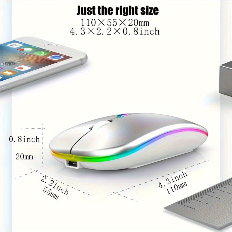 Wowssyo Dual Mode 5.1+2.4g Wireless Gaming Mouse, USB Rechargeable Mouse, Silent Backlight, Ergonomic, For Laptop and iPad