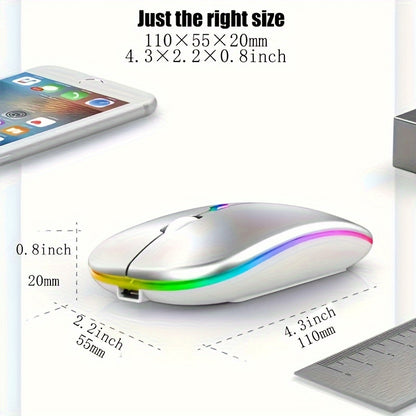 Wowssyo Dual Mode 5.1+2.4g Wireless Gaming Mouse, USB Rechargeable Mouse, Silent Backlight, Ergonomic, For Laptop and iPad