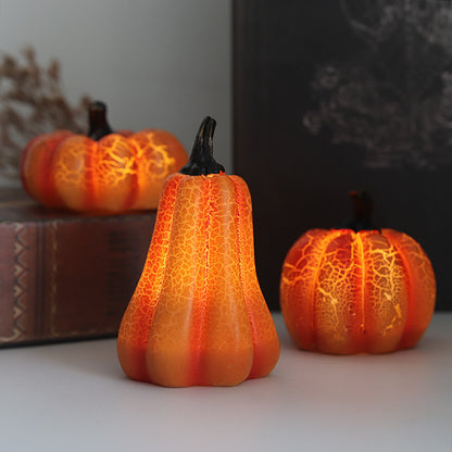 New Halloween Pumpkin Lantern Simulation  LED Candle Lamp Resin Luminous Pumpkin Creative Decor Atmosphere Home Decoration