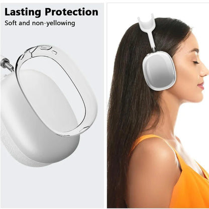 Soft Anti-Scratch Transparent Cover For Apple AirPods Max TPU Wireless Shockproof Headphones Case 1 Pair Protective Protector