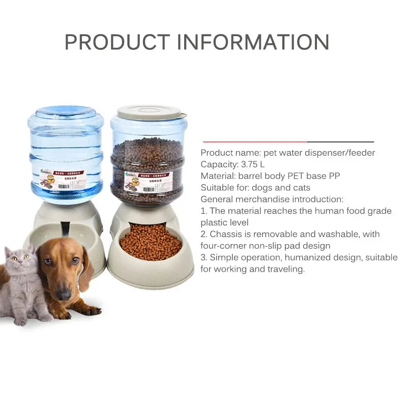 Automatic Dog Feeder Waterer High Capacity Pet Food Bowl Gravity Water Dispenser Pet Bowl for Dogs Cats 3.8 L Dog Accessories