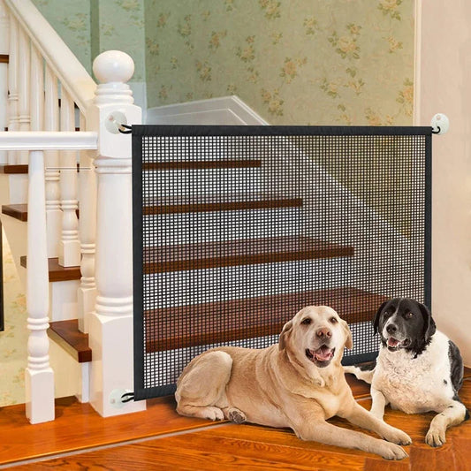 Pet Dog Barrier Fences With 4Pcs Hook Pet Isolated Network Stairs Gate New Folding Breathable Mesh Playpen For Dog Safety Fence