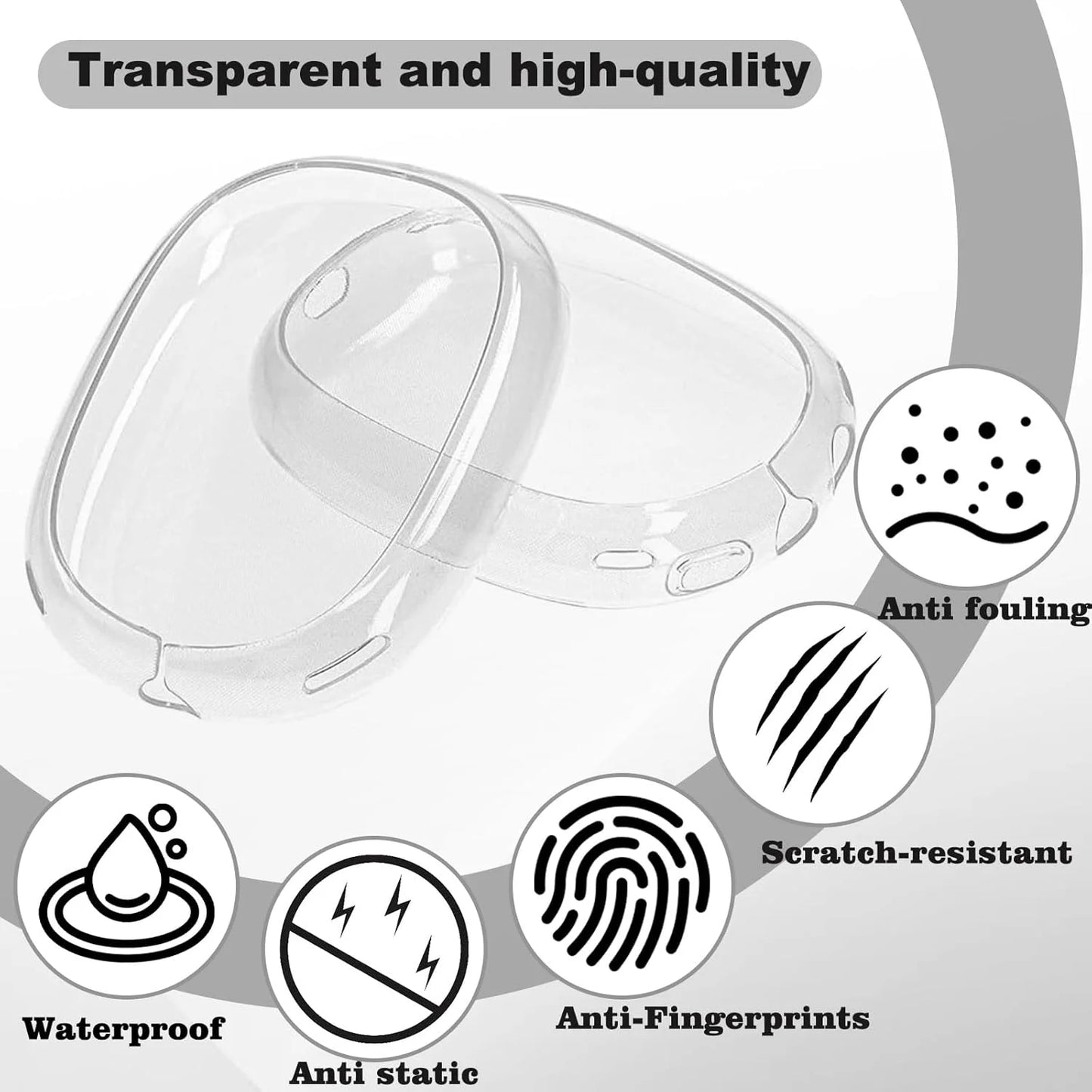 Soft Anti-Scratch Transparent Cover For Apple AirPods Max TPU Wireless Shockproof Headphones Case 1 Pair Protective Protector