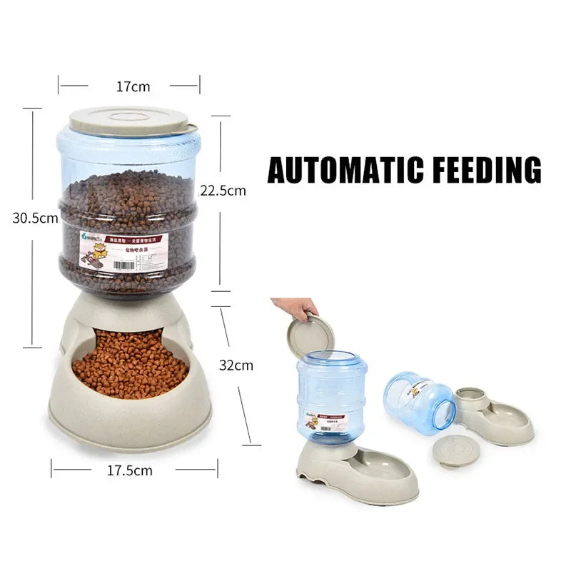 Automatic Dog Feeder Waterer High Capacity Pet Food Bowl Gravity Water Dispenser Pet Bowl for Dogs Cats 3.8 L Dog Accessories