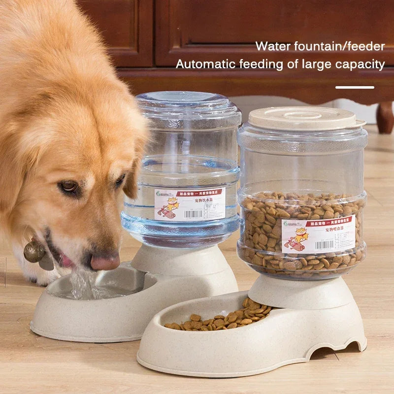 Automatic Dog Feeder Waterer High Capacity Pet Food Bowl Gravity Water Dispenser Pet Bowl for Dogs Cats 3.8 L Dog Accessories