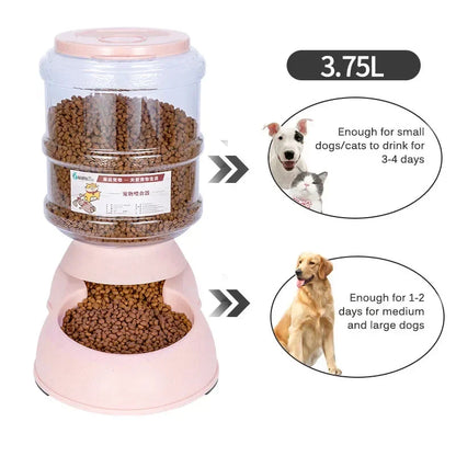 Automatic Dog Feeder Waterer High Capacity Pet Food Bowl Gravity Water Dispenser Pet Bowl for Dogs Cats 3.8 L Dog Accessories