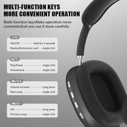 New P9 Wireless Bluetooth Headphones Noise Cancelling with Microphone Pods Over Ear Sports Gaming Headser