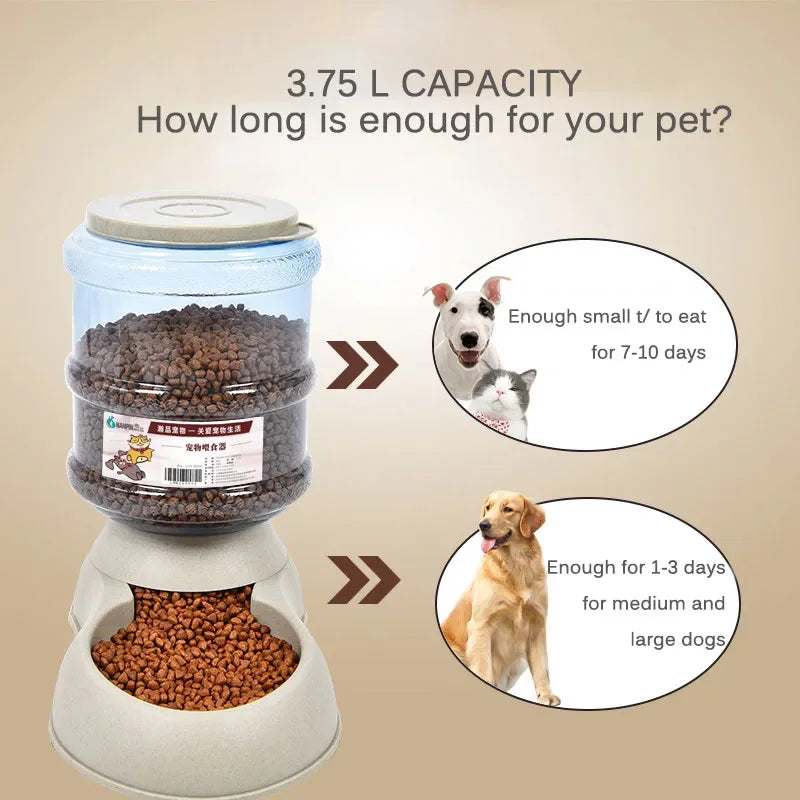 Automatic Dog Feeder Waterer High Capacity Pet Food Bowl Gravity Water Dispenser Pet Bowl for Dogs Cats 3.8 L Dog Accessories