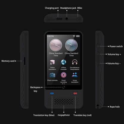 Language Translator Device With 138 Languages Voice Translating Offline Translation Simultaneous Interpretation Support Voice Video Recording Text/ Photo Translate With Unit Conversion And ChatGPT