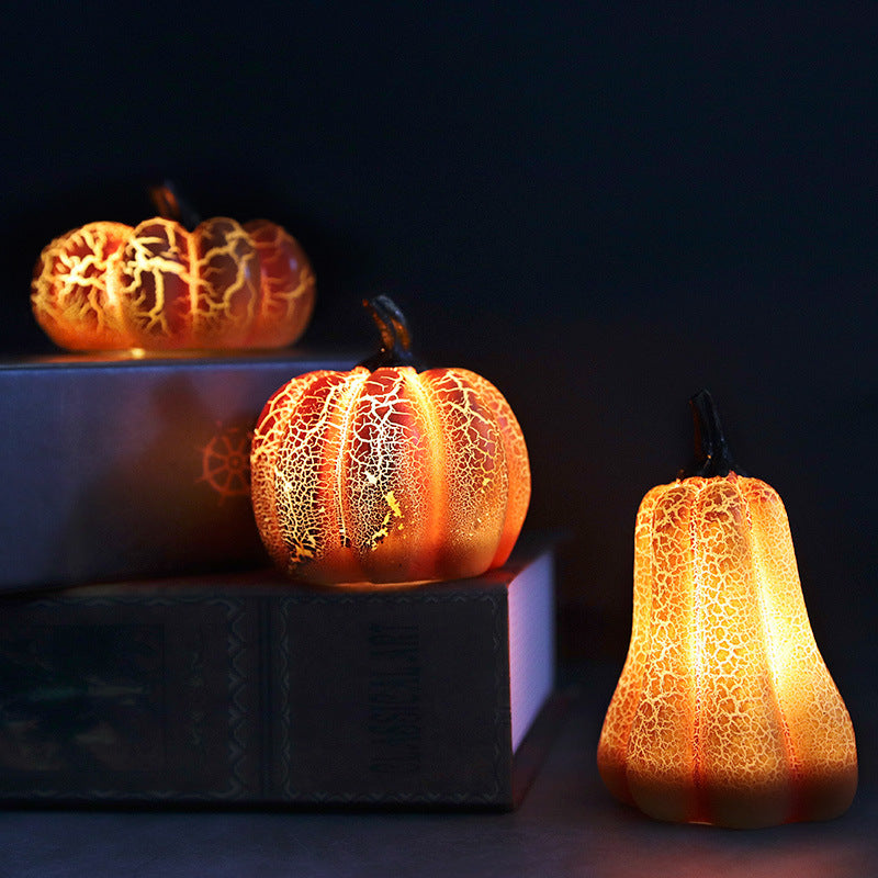 New Halloween Pumpkin Lantern Simulation  LED Candle Lamp Resin Luminous Pumpkin Creative Decor Atmosphere Home Decoration